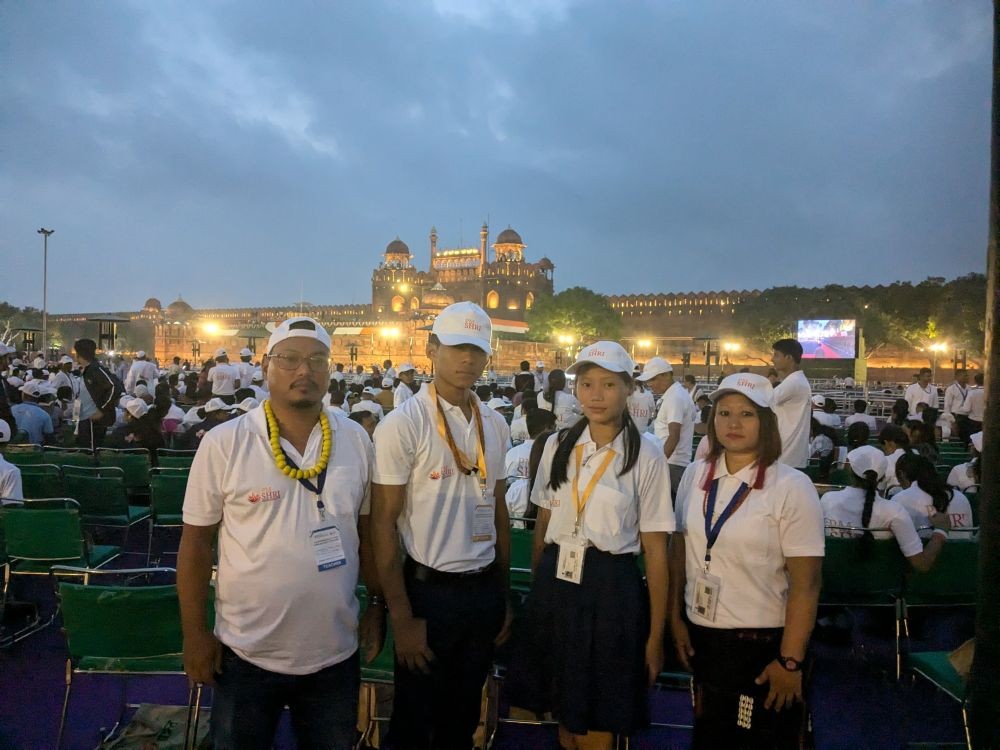 Students from Nagaland who participated at the Independence Day celebration in Red Fort.